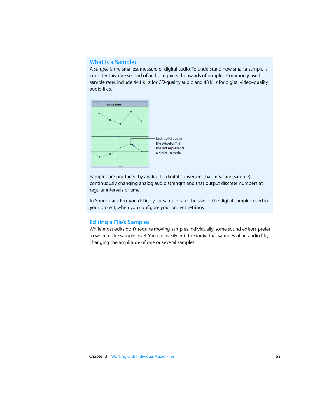 Apple 2 manual What Is a Sample?, Editing a File’s Samples 