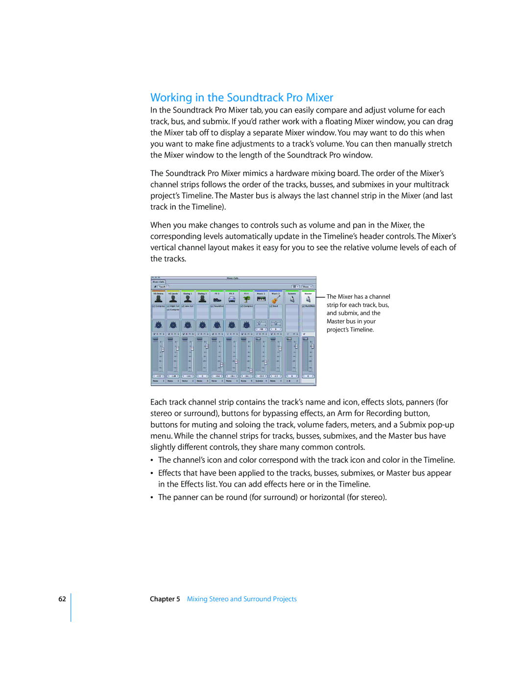 Apple 2 manual Working in the Soundtrack Pro Mixer 