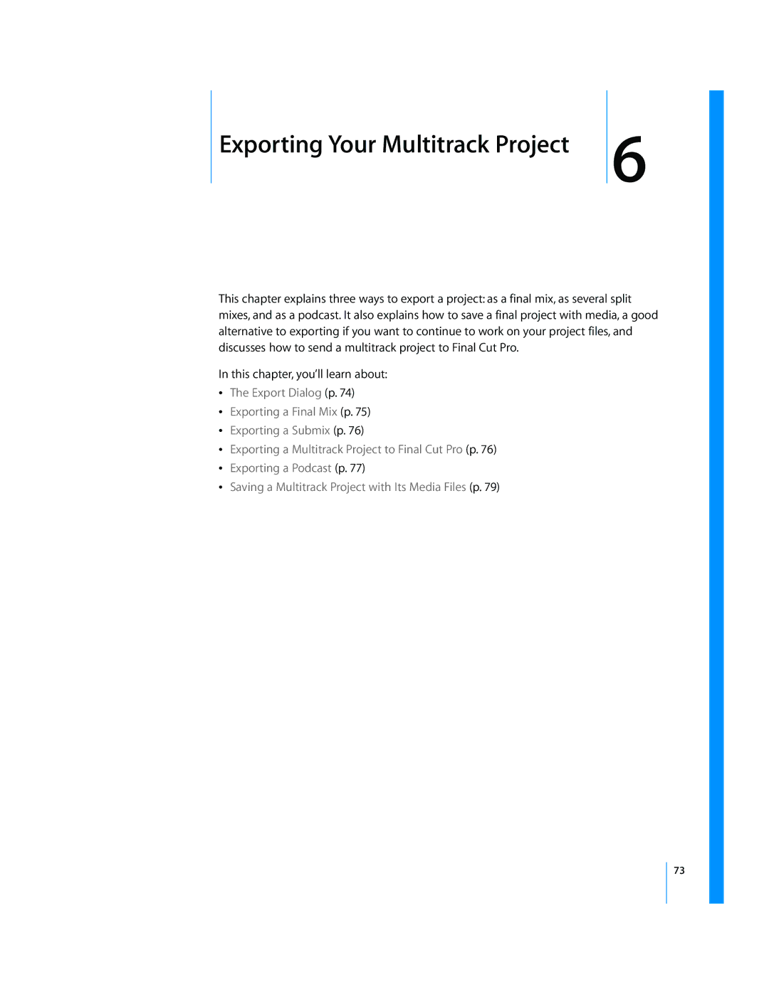 Apple 2 manual 6Exporting Your Multitrack Project 