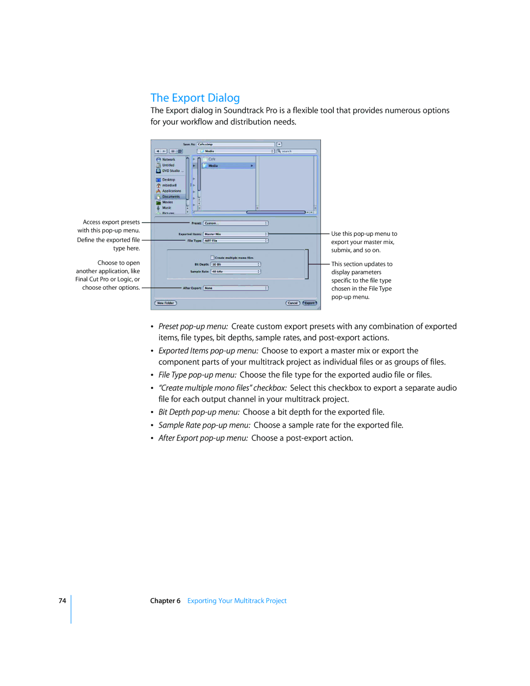 Apple 2 manual Export Dialog 