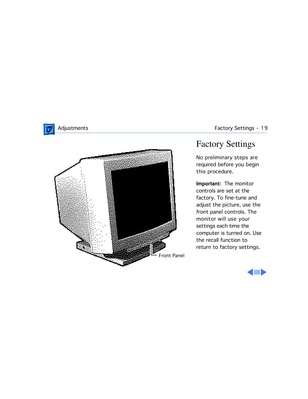 Apple 20 manual Factory Settings 