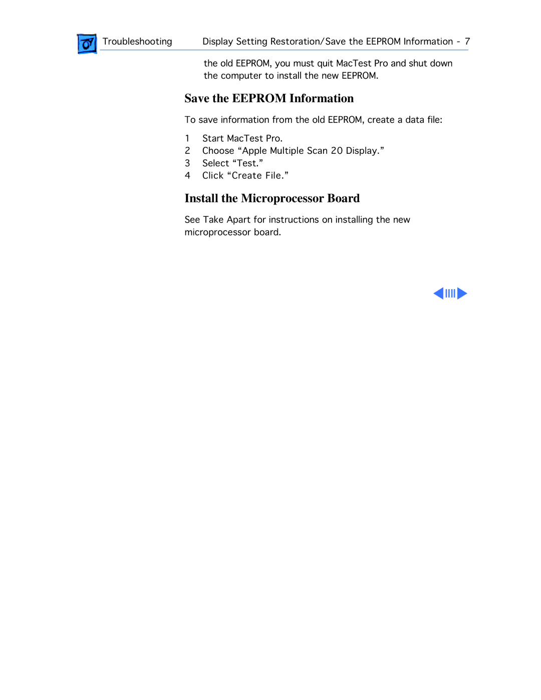 Apple 20 manual Save the Eeprom Information, Install the Microprocessor Board 