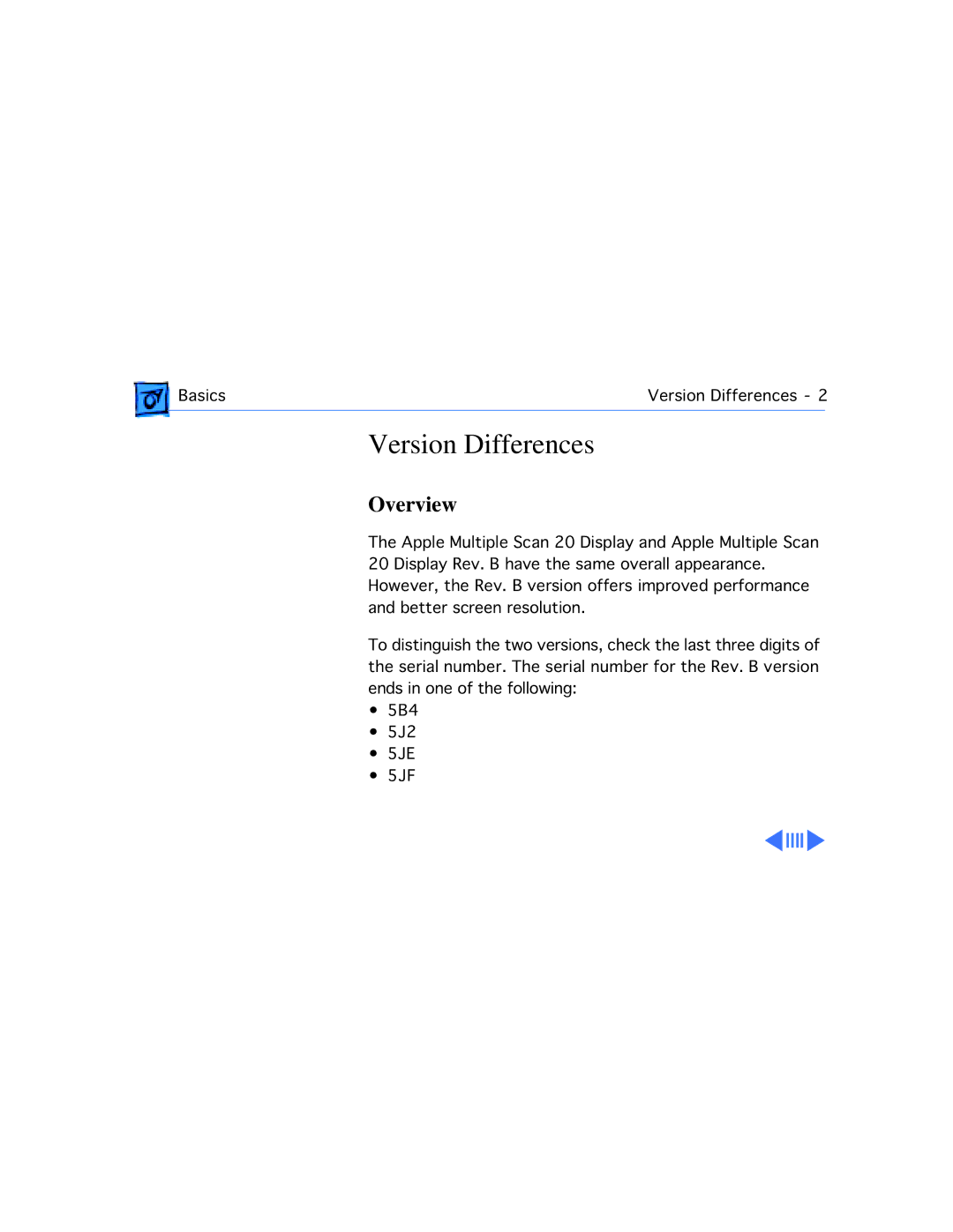 Apple 20 manual Version Differences, Overview 