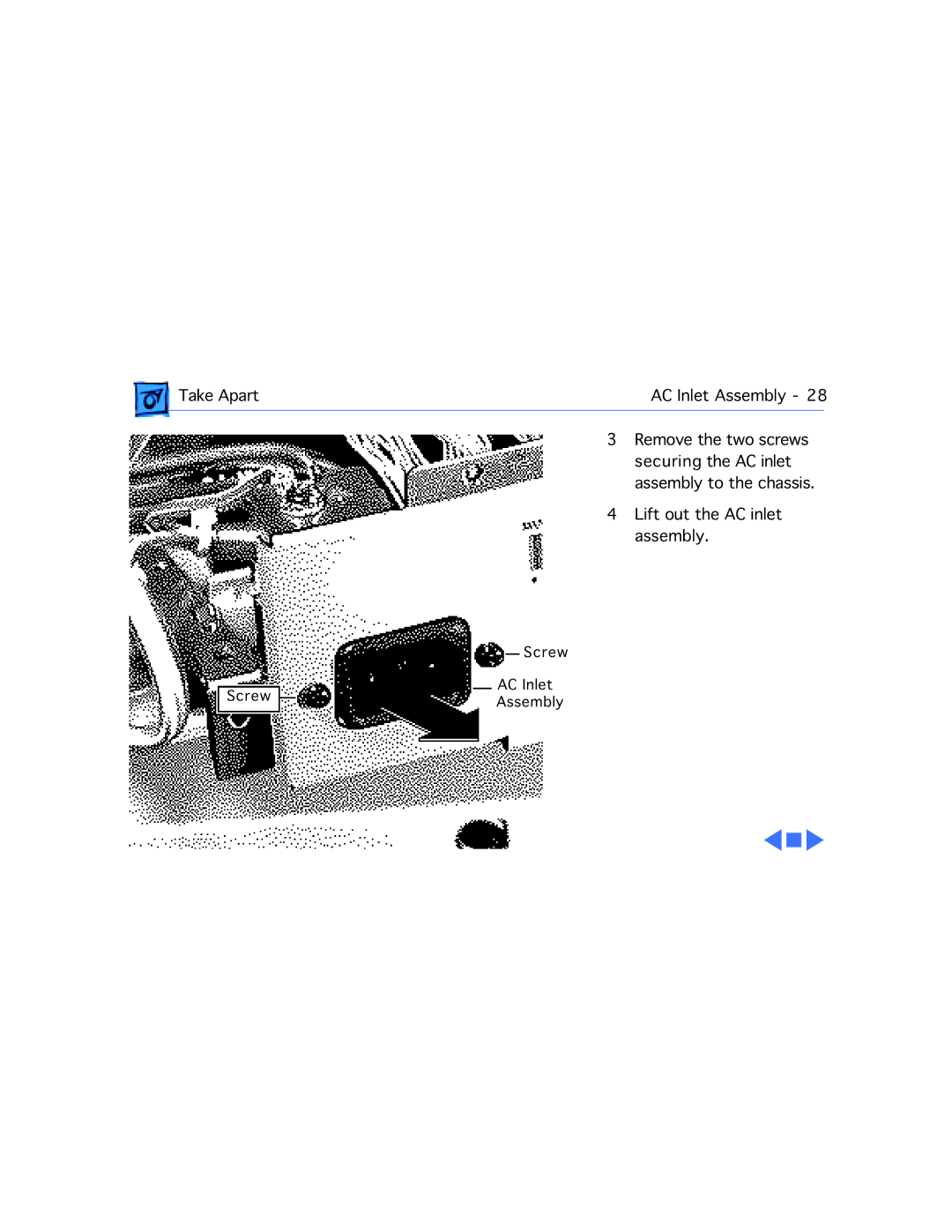 Apple 20 manual Screw AC Inlet Assembly 