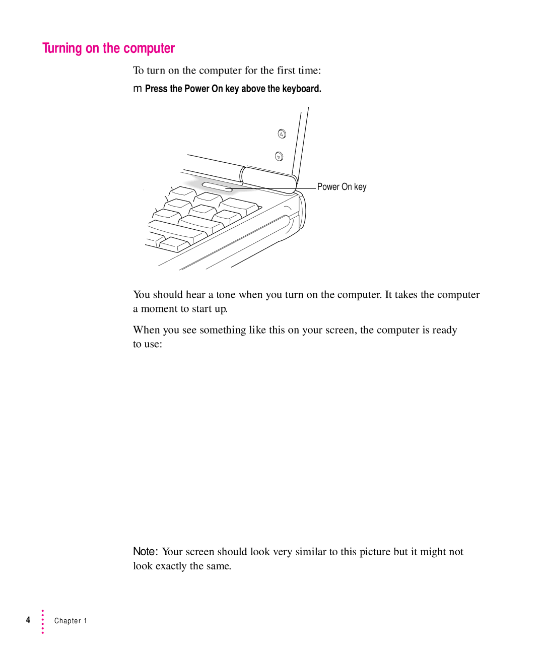 Apple 200 Series manual Turning on the computer 