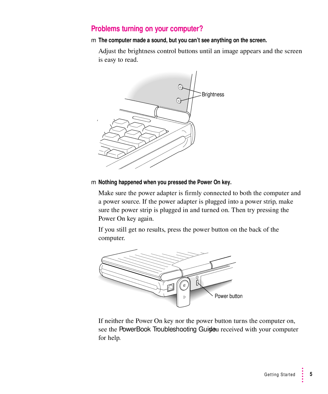 Apple 200 Series manual Problems turning on your computer? 