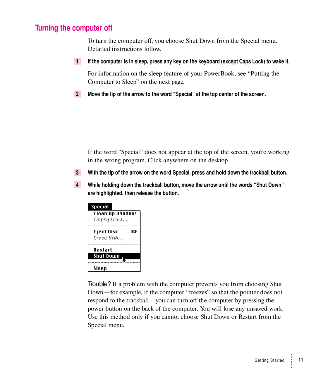 Apple 200 Series manual Turning the computer off 