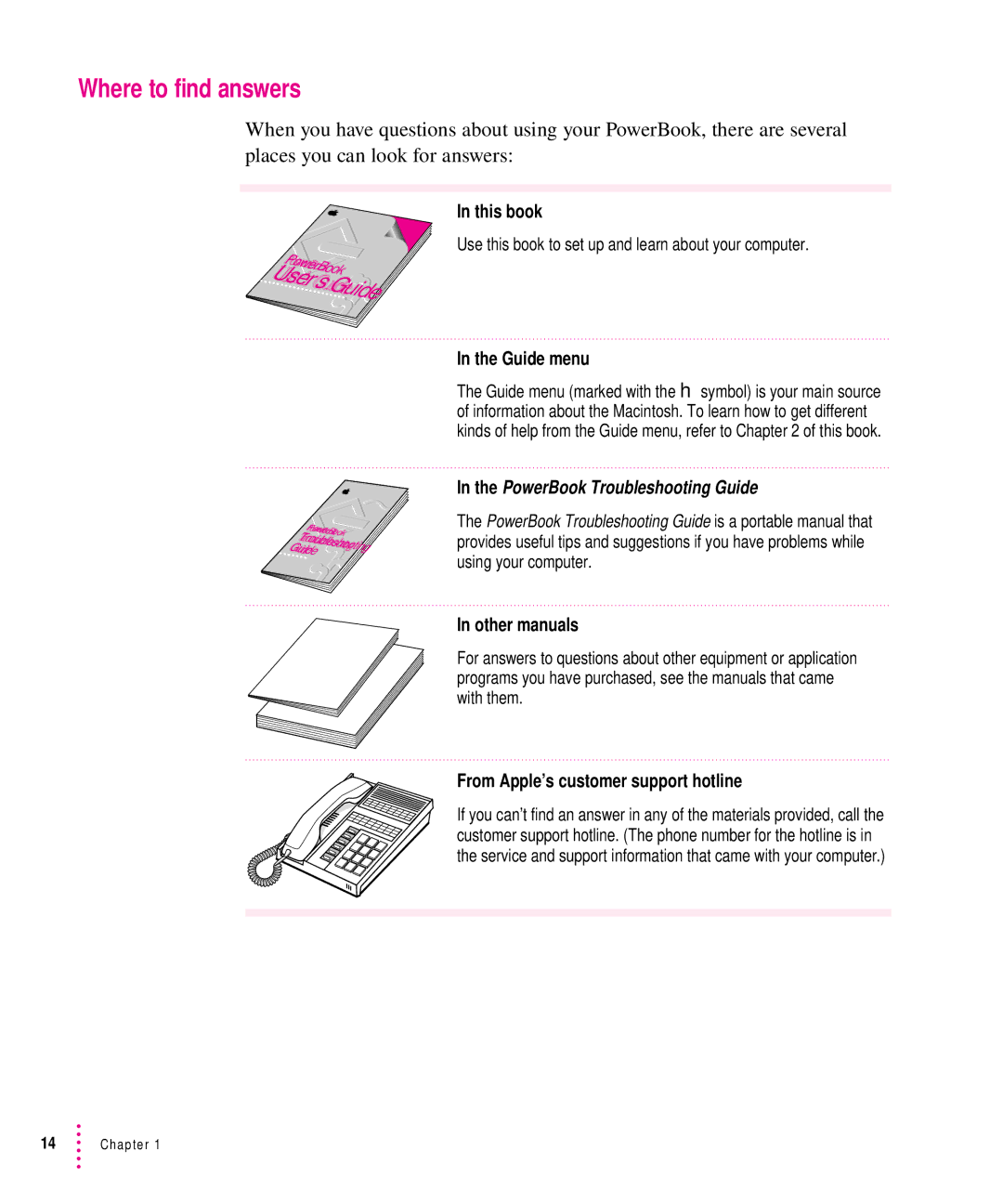 Apple 200 Series manual Where to find answers, User’s Guide 