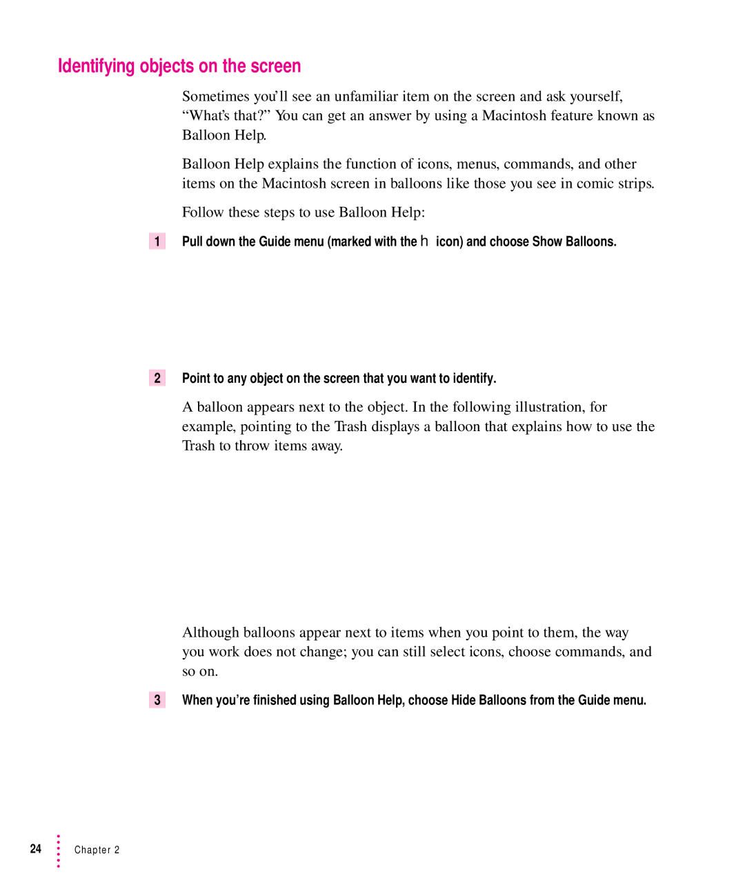 Apple 200 Series manual Identifying objects on the screen 