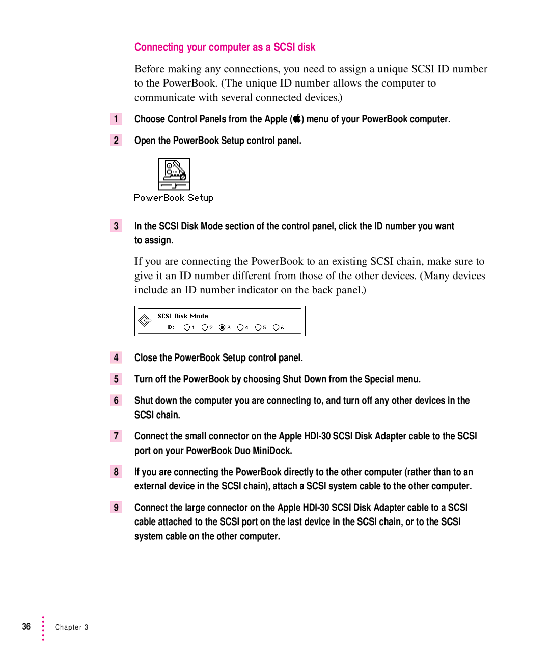 Apple 200 Series manual Connecting your computer as a Scsi disk 