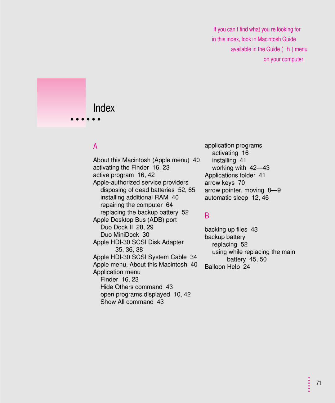 Apple 200 Series manual Index 