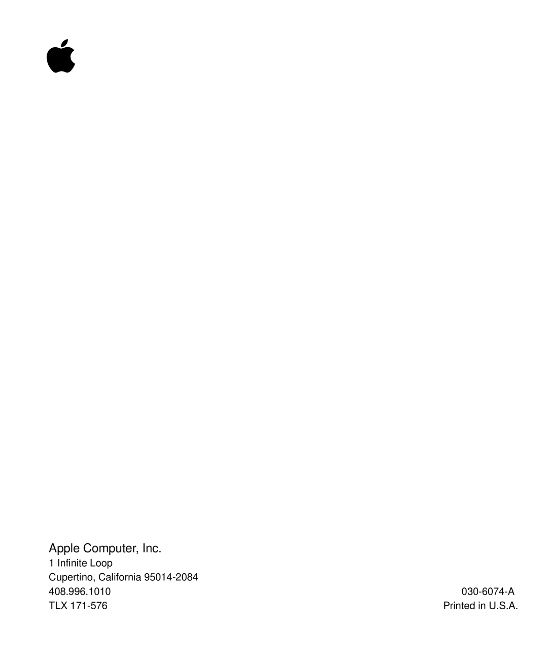 Apple 200 Series manual Apple Computer, Inc 