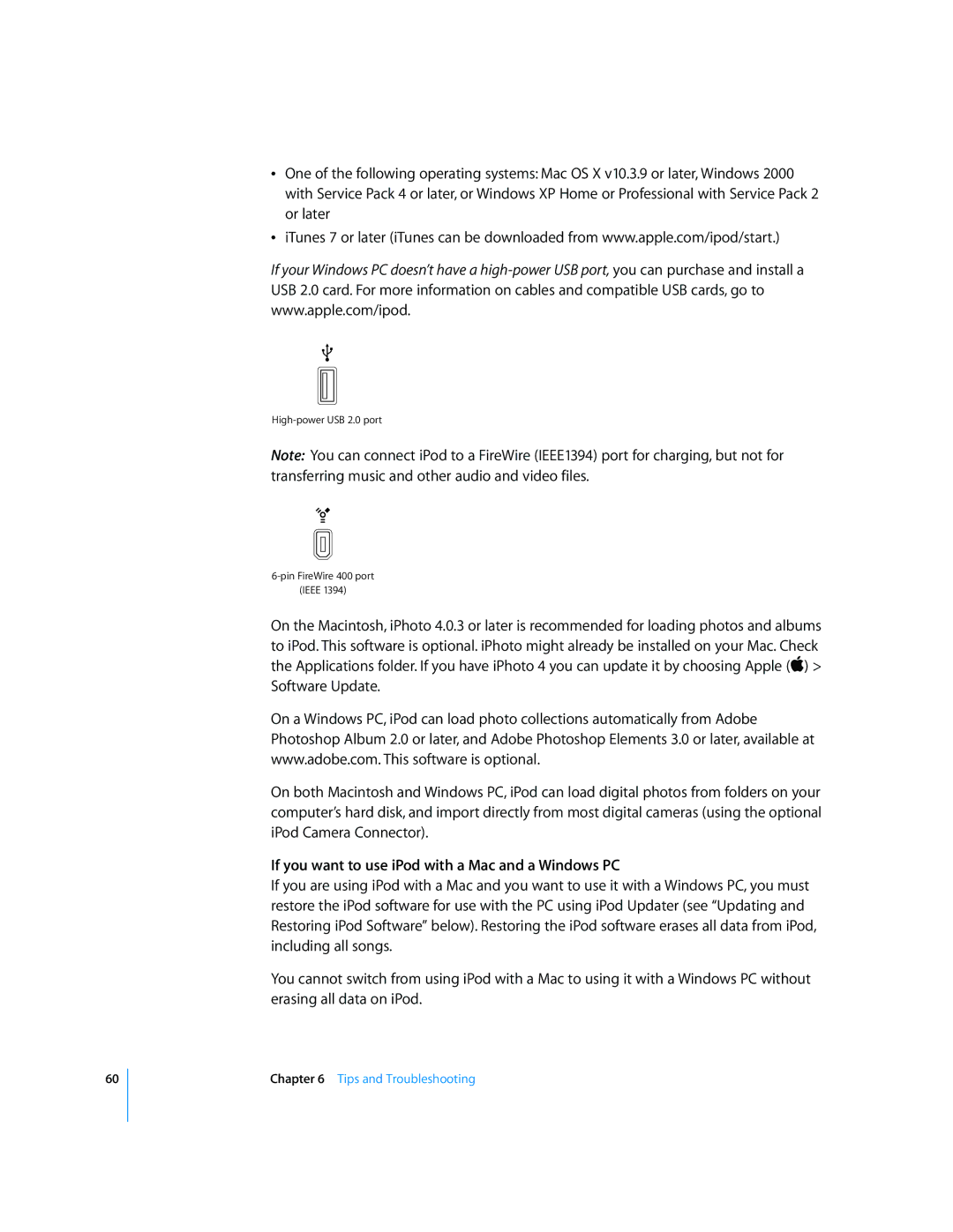 Apple 2006 manual If you want to use iPod with a Mac and a Windows PC 