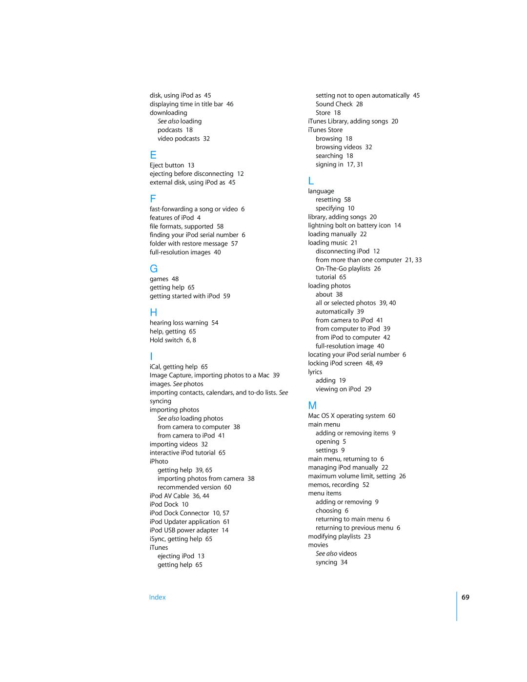 Apple 2006 manual Index 