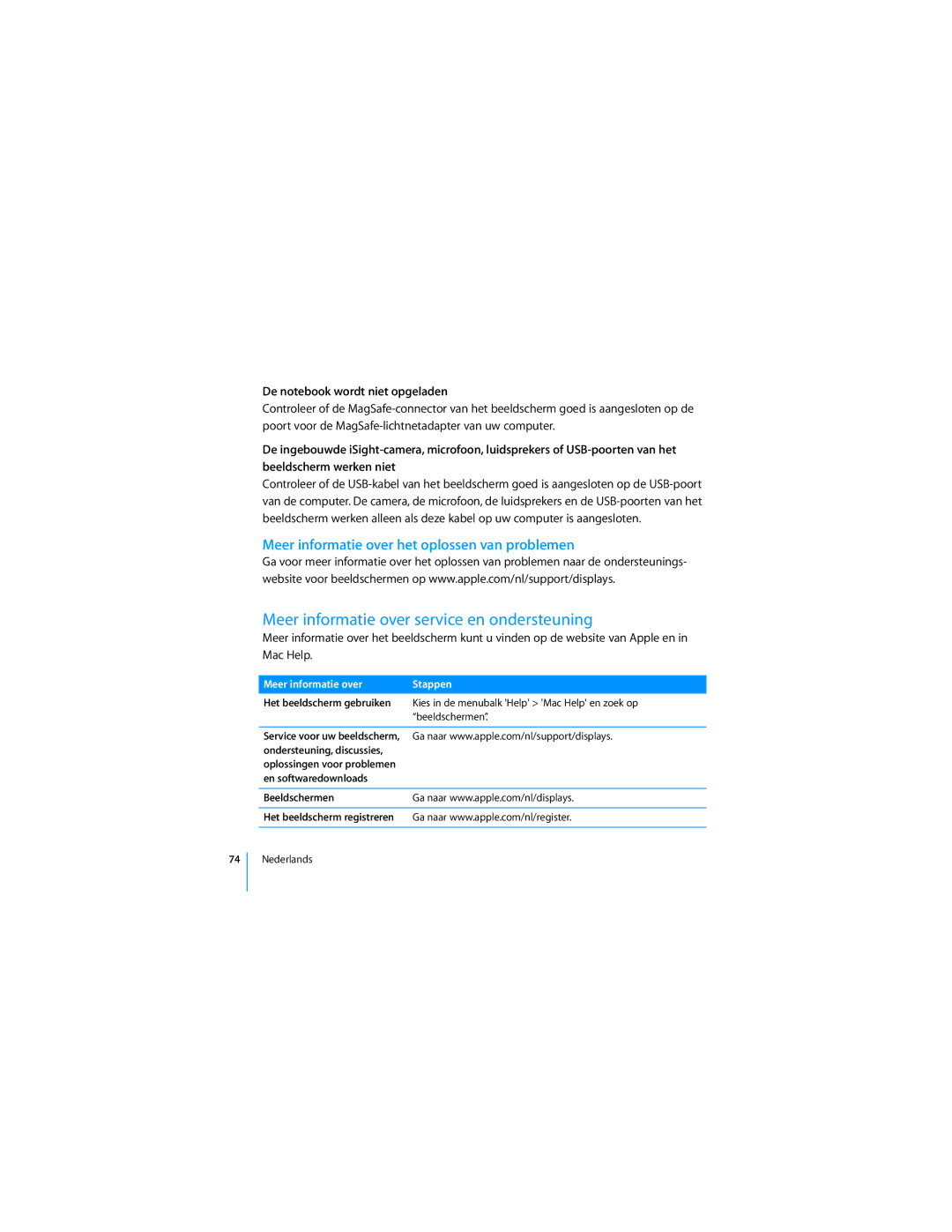 Apple 2008 manual Meer informatie over service en ondersteuning, Meer informatie over het oplossen van problemen 