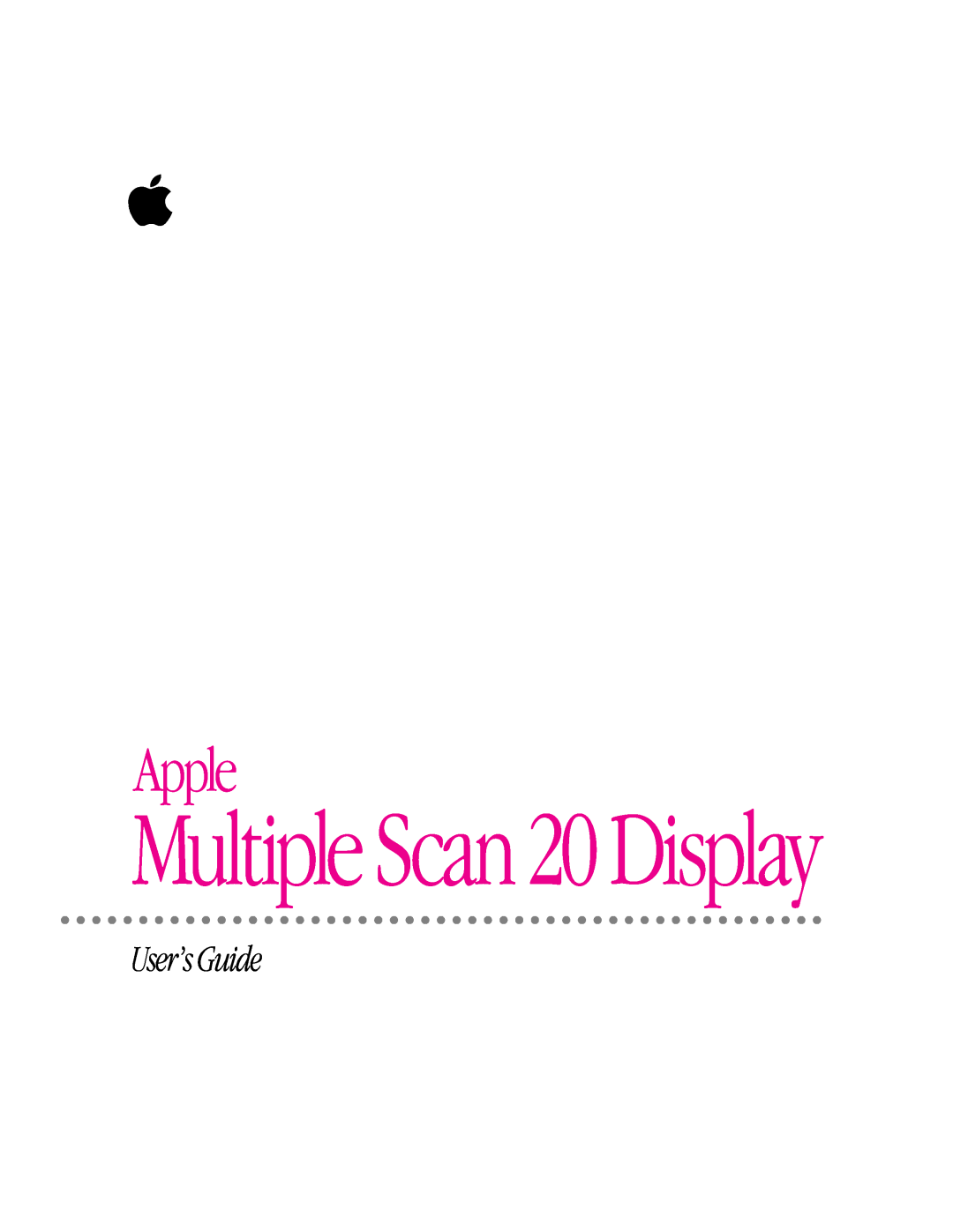 Apple 20Display manual Multiple Scan 20 Display, Apple, User’s Guide 