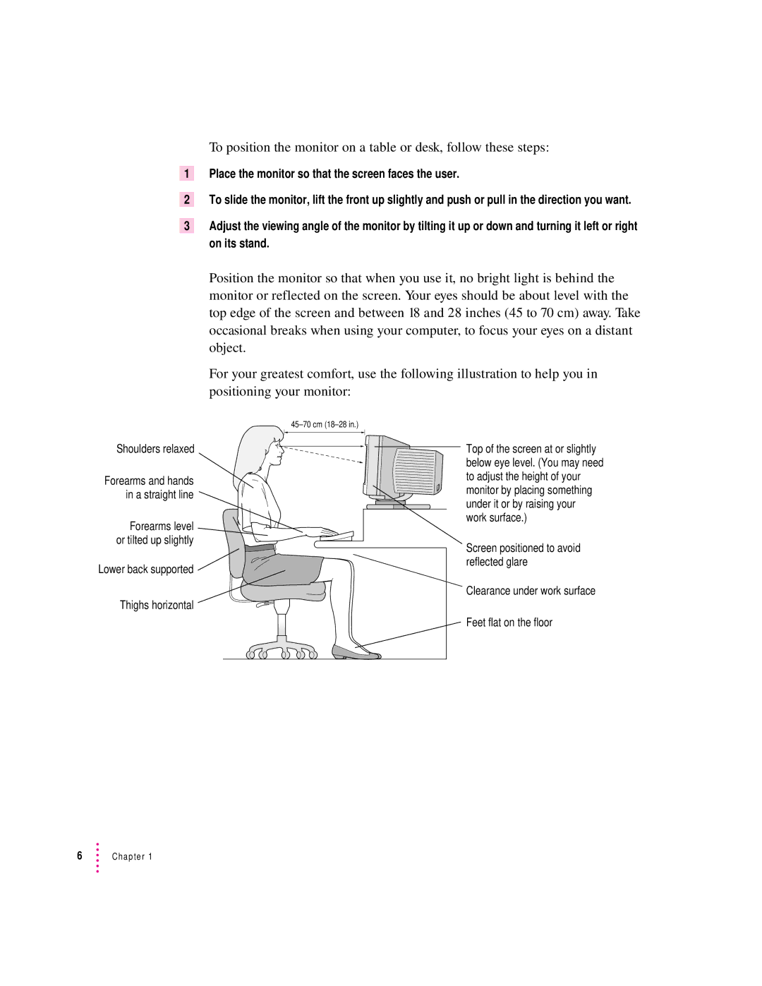 Apple 20Display manual Shoulders relaxed 