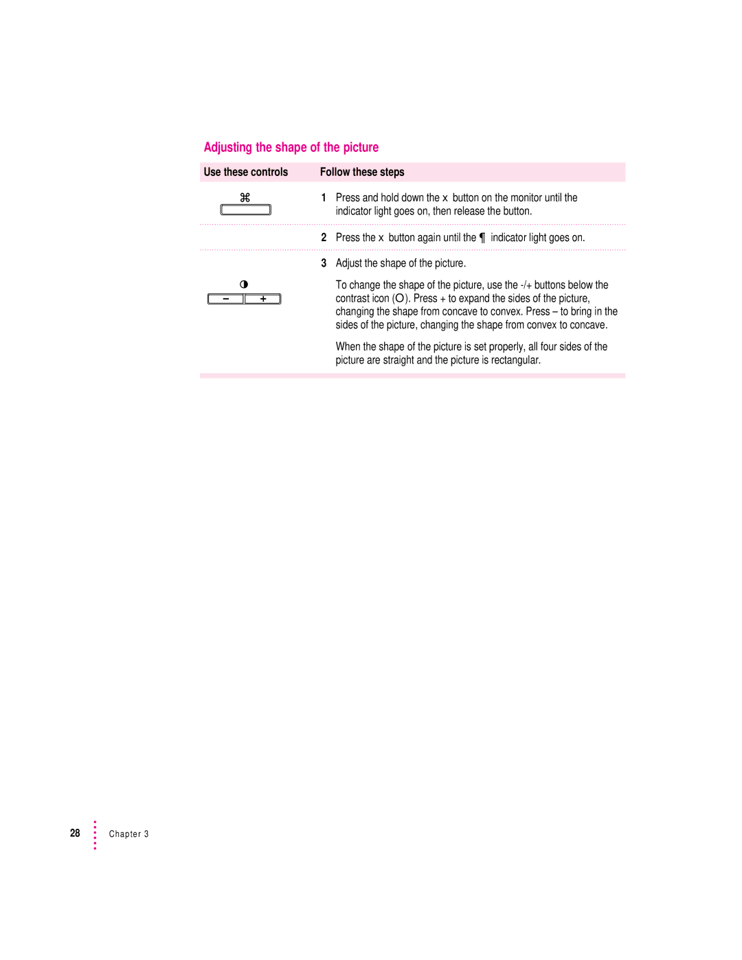 Apple 20Display manual Adjusting the shape of the picture 