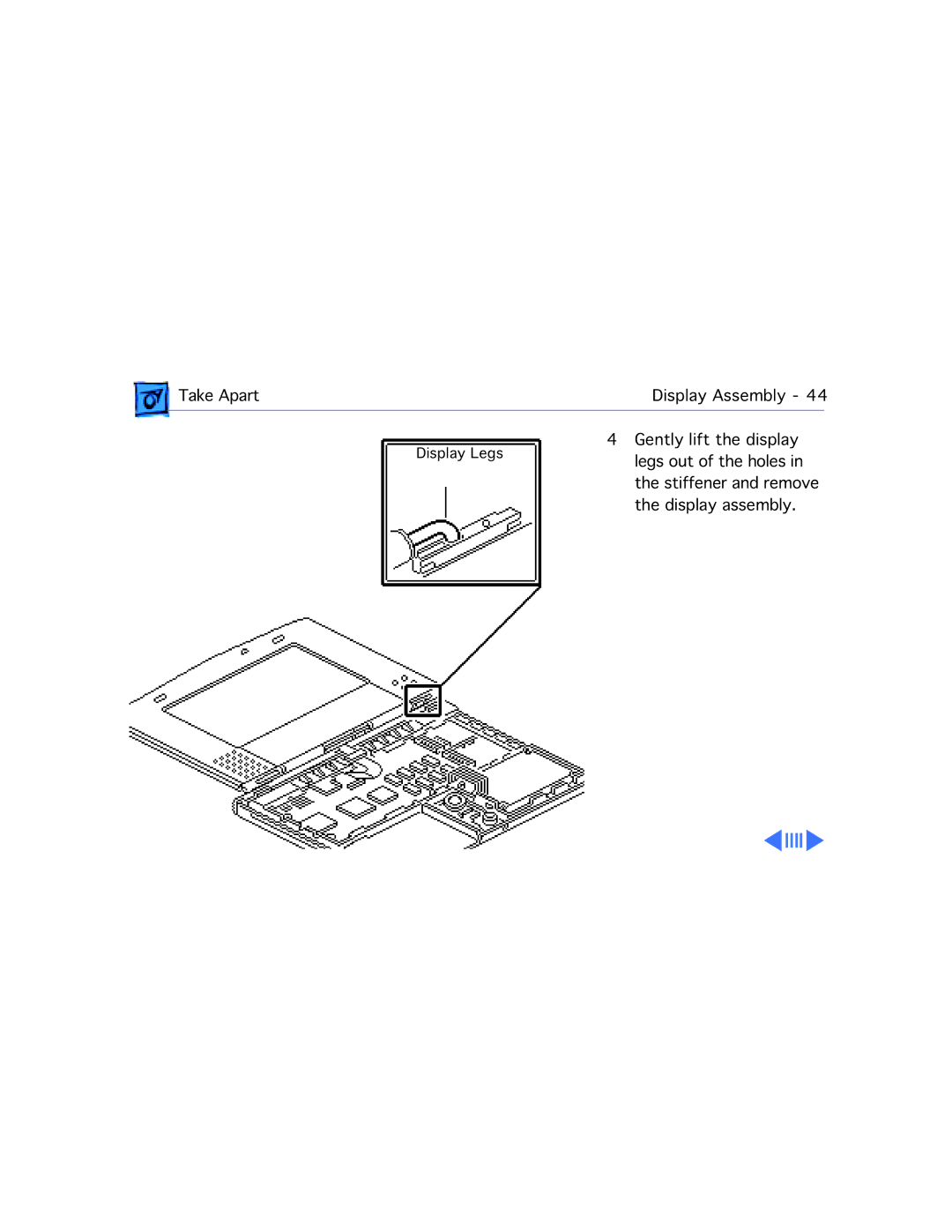 Apple 210 manual Display Legs 