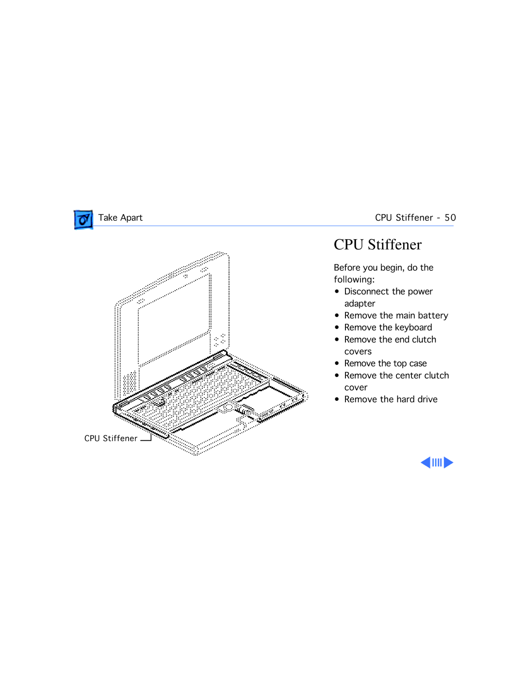 Apple 210 manual Take Apart CPU Stiffener 