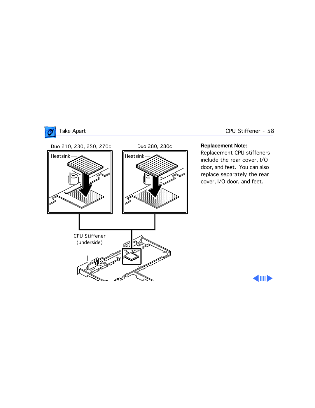 Apple 210 manual Replacement CPU stiffeners 