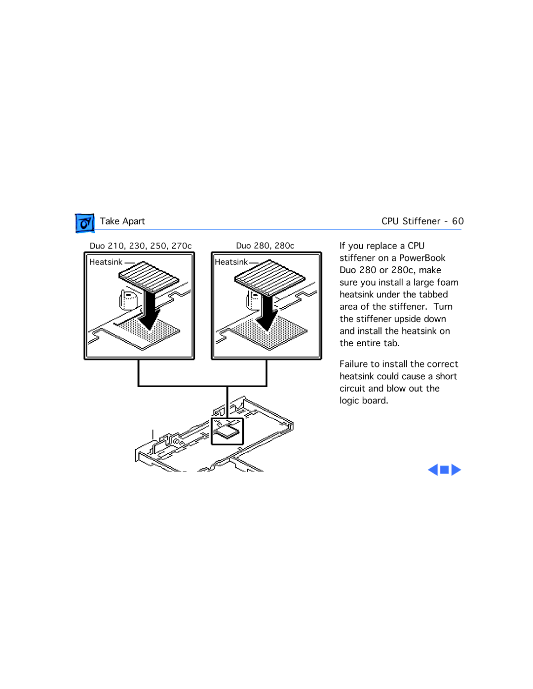 Apple manual Duo 210, 230, 250, 270c Duo 280, 280c Heatsink 