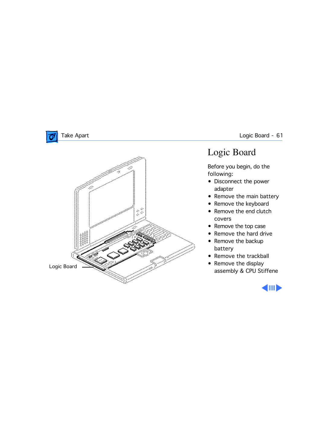 Apple 210 manual Logic Board 