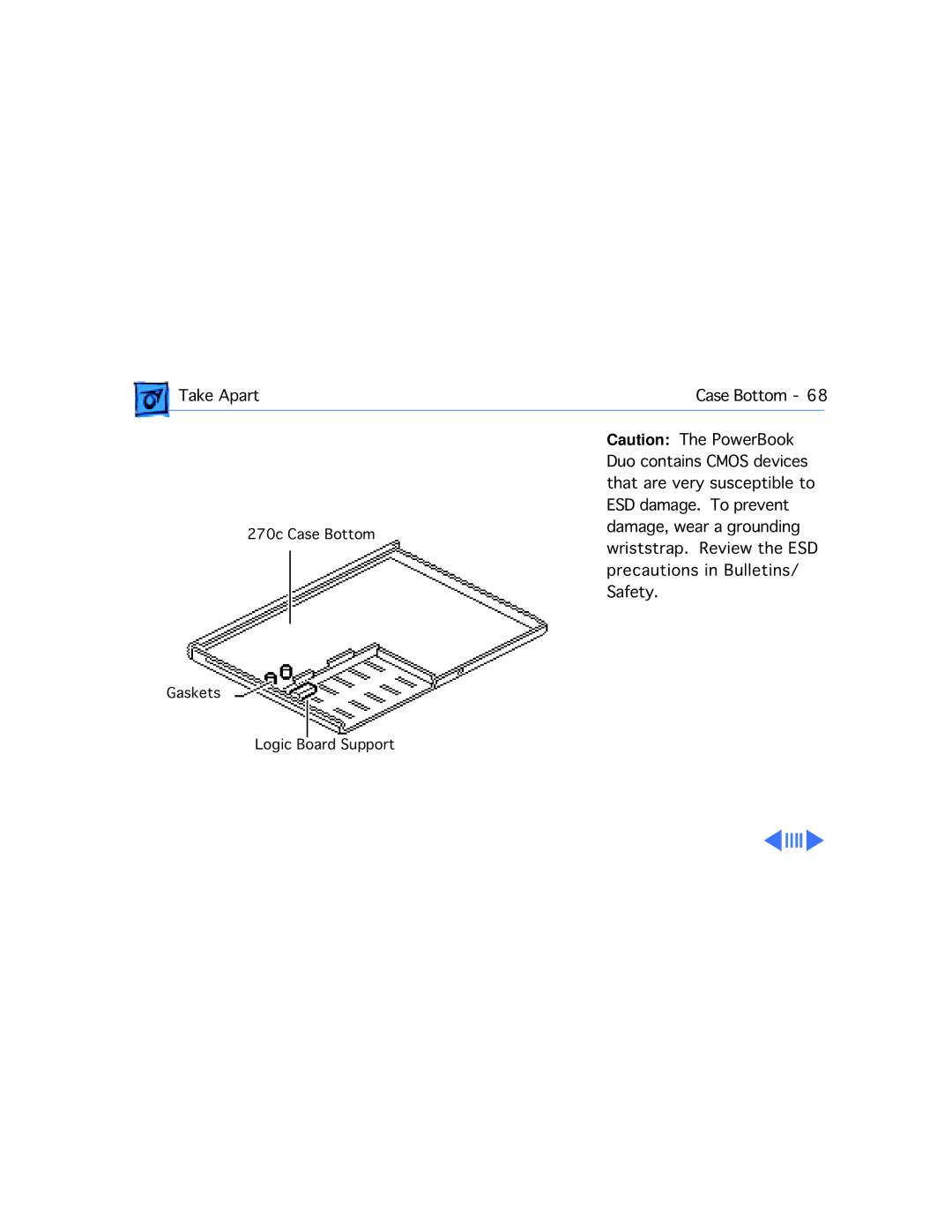 Apple 210 manual 270c Case Bottom Gaskets Logic Board Support 