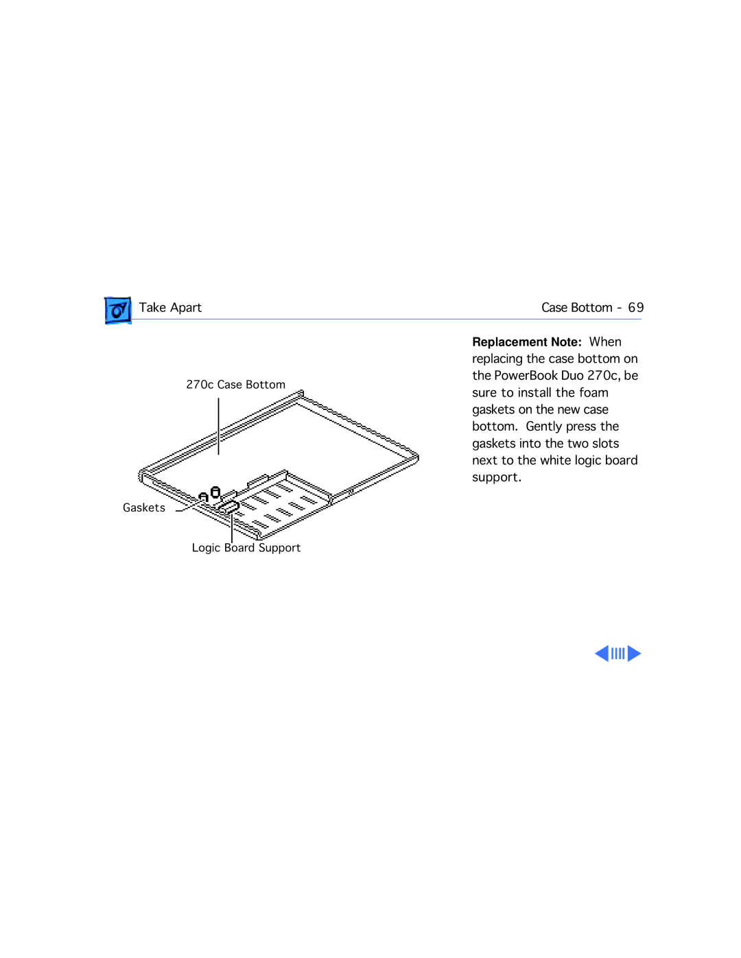 Apple 210 manual Replacing the case bottom on 