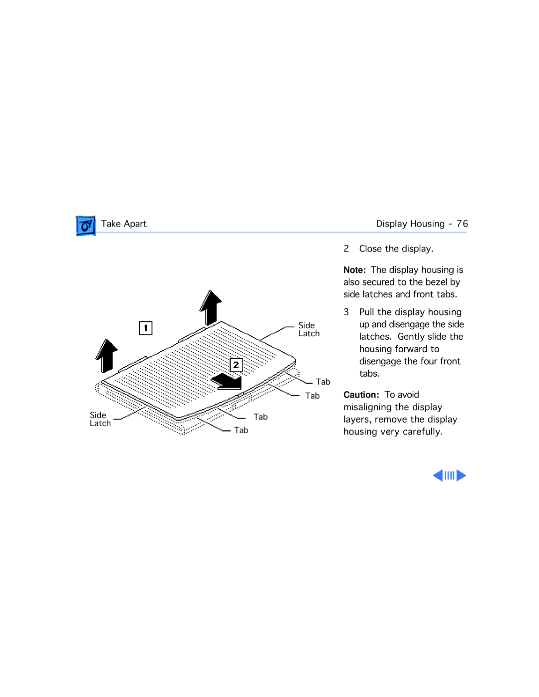 Apple 210 manual Side Tab Latch 