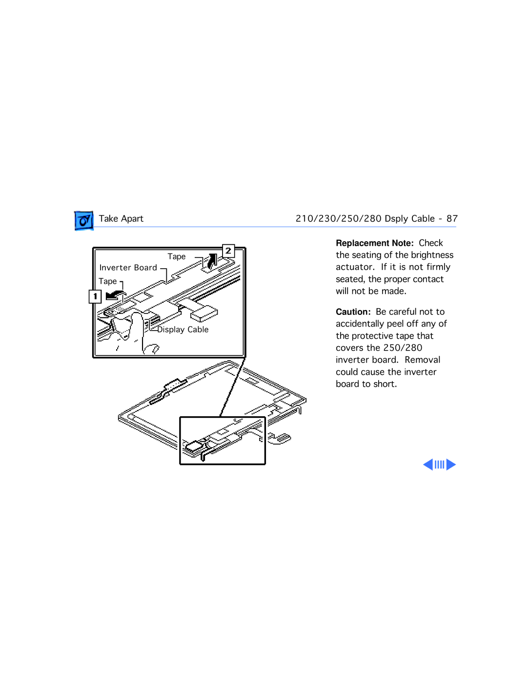 Apple 210 manual Replacement Note Check 