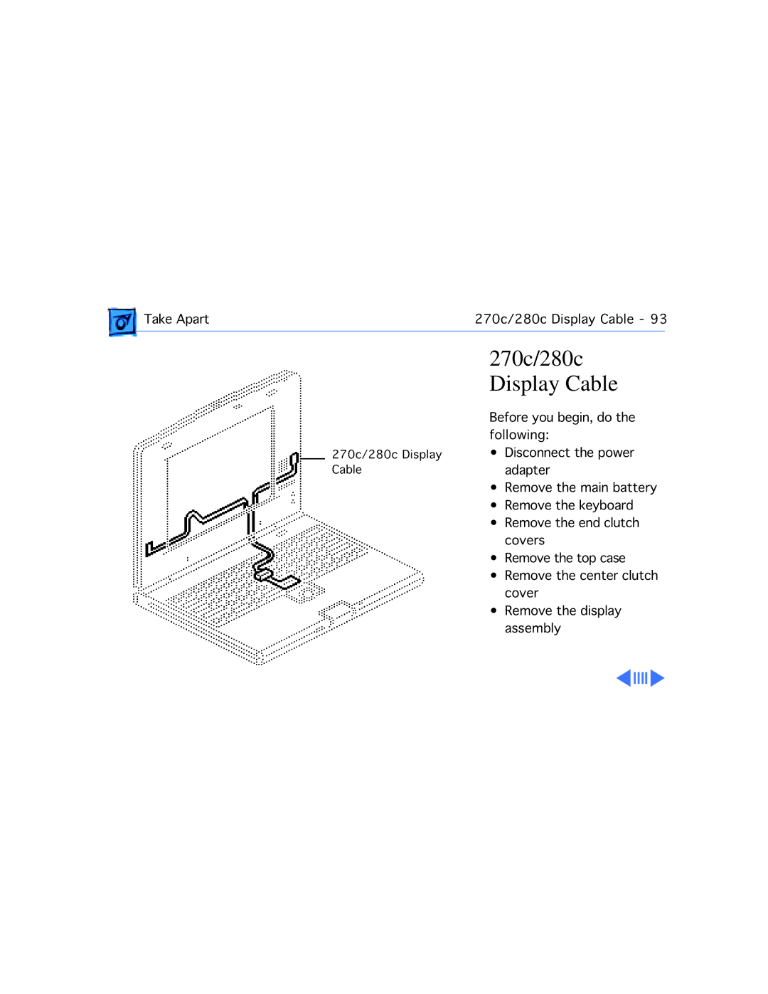 Apple 210 manual 270c/280c Display Cable 