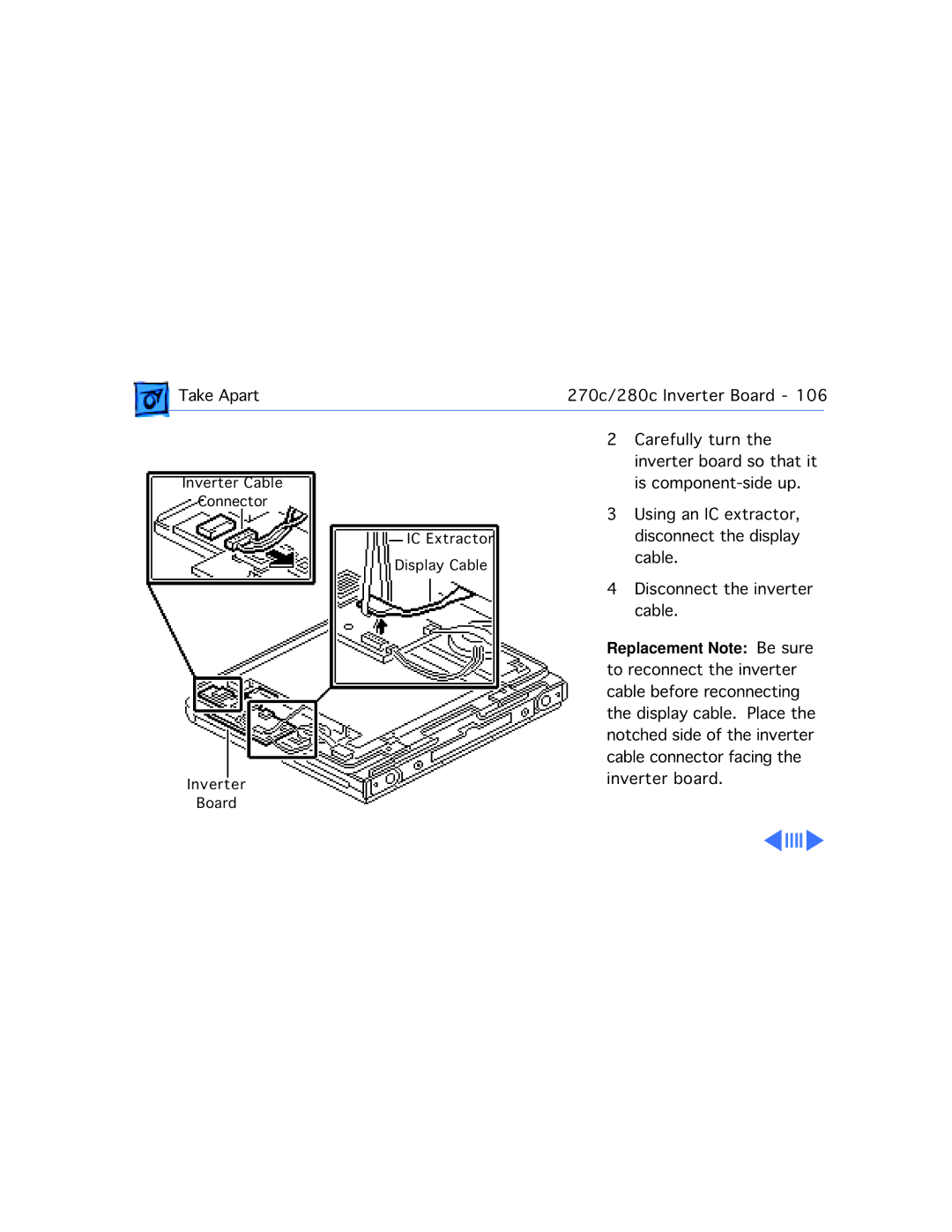 Apple 210 manual Inverter Cable Connector IC Extractor Display Cable Board 