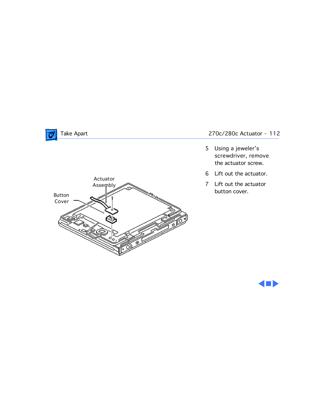 Apple 210 manual Actuator Assembly Button Cover 