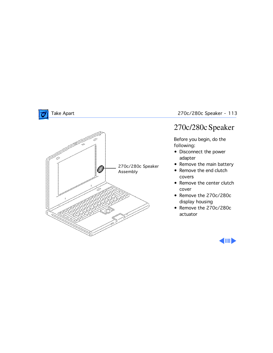 Apple 210 manual 270c/280c Speaker 