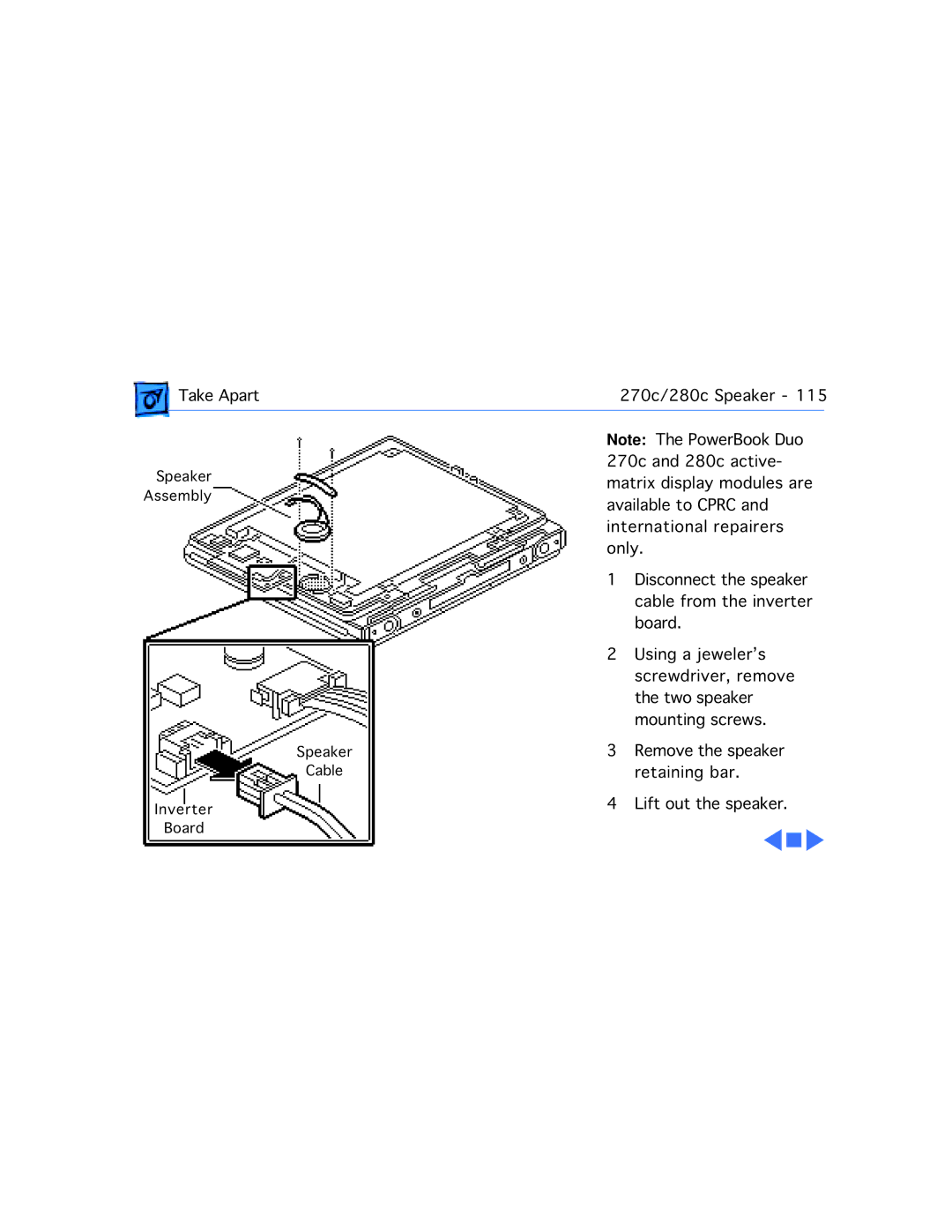 Apple 210 manual Disconnect the speaker 