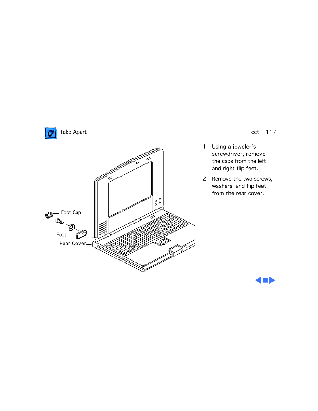 Apple 210 manual Foot Cap Rear Cover 