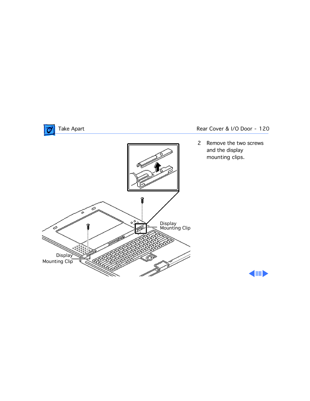 Apple 210 manual Display Mounting Clip 