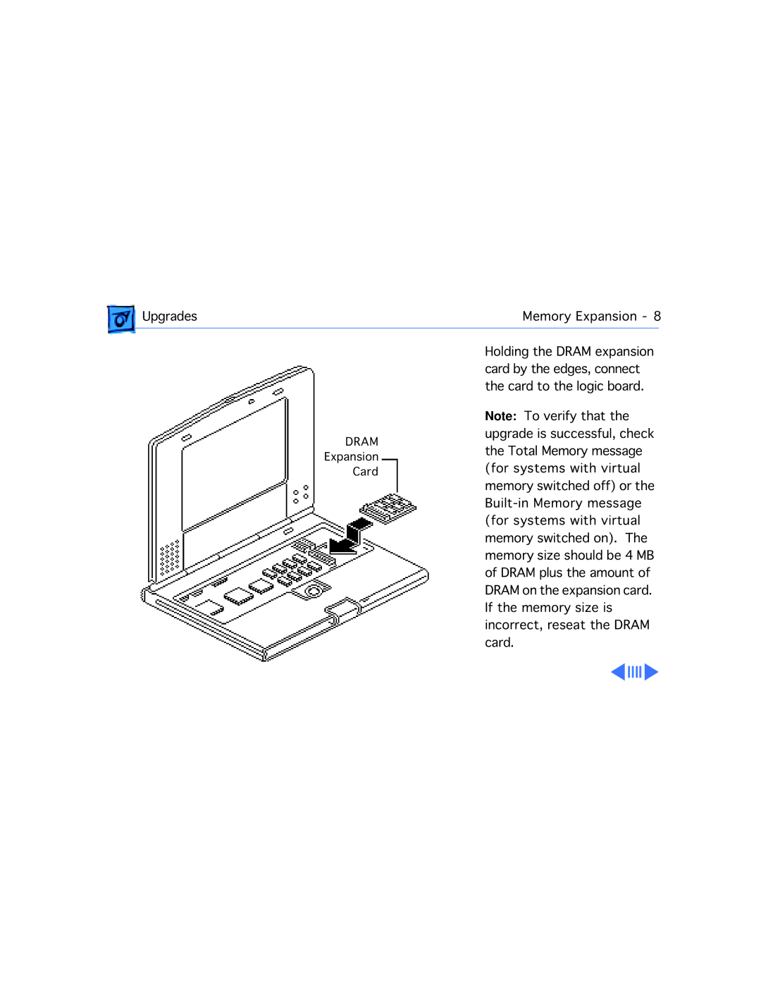 Apple 210 manual Upgrades Memory Expansion 