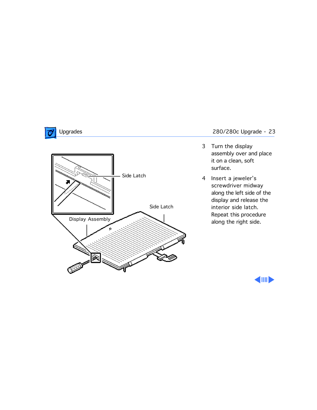 Apple 210 manual Side Latch Display Assembly 