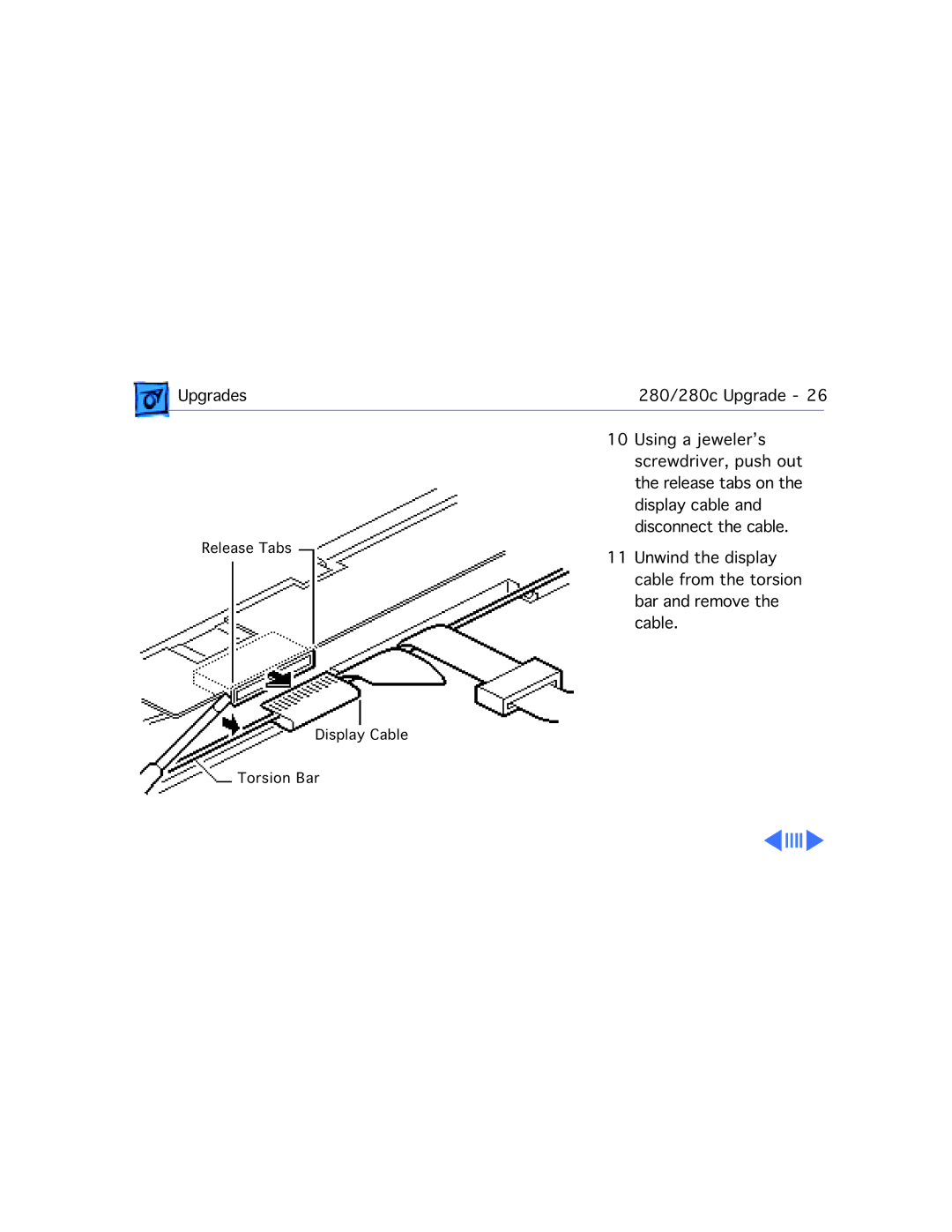 Apple 210 manual Release Tabs Display Cable Torsion Bar 