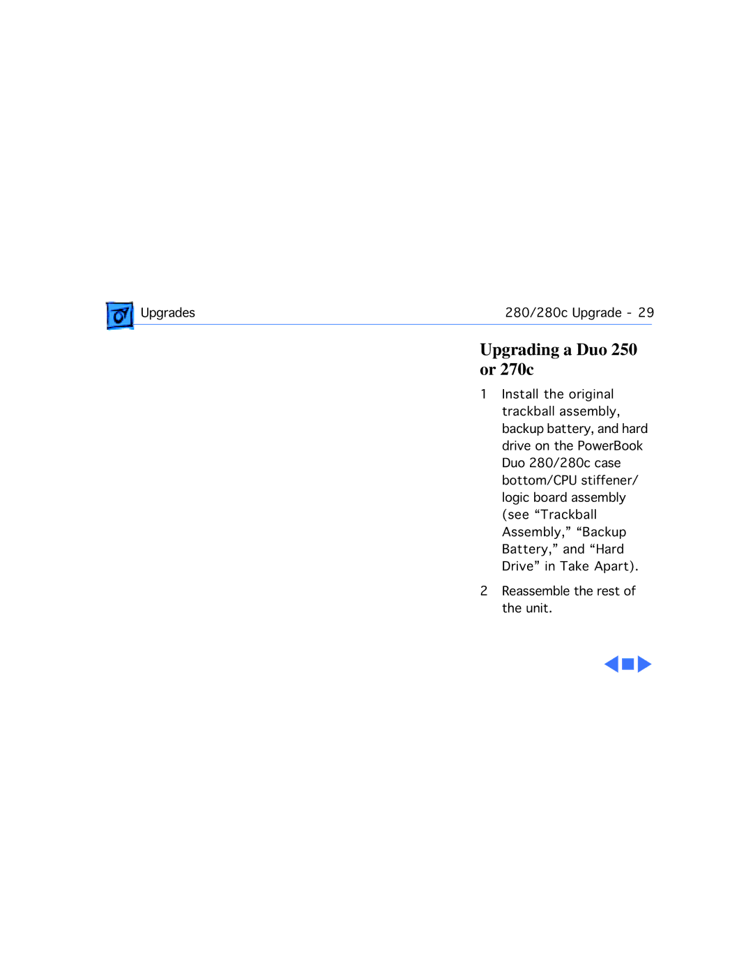 Apple 210 manual Upgrading a Duo 250 or 270c 