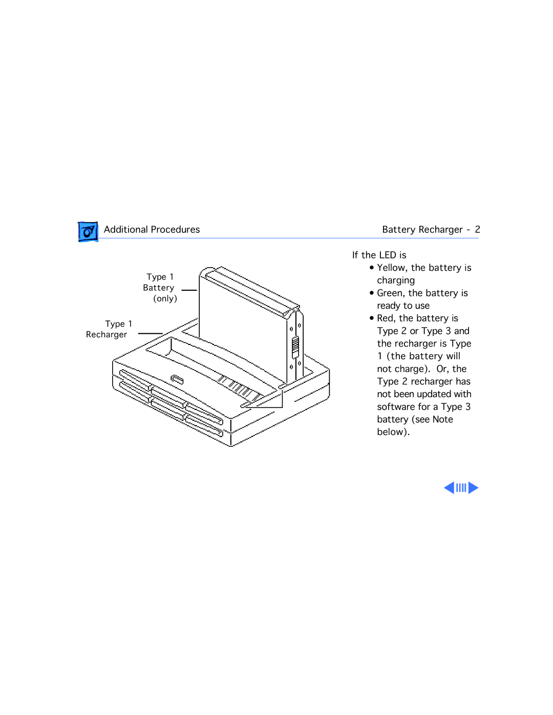 Apple 210 manual Additional Procedures Battery Recharger 