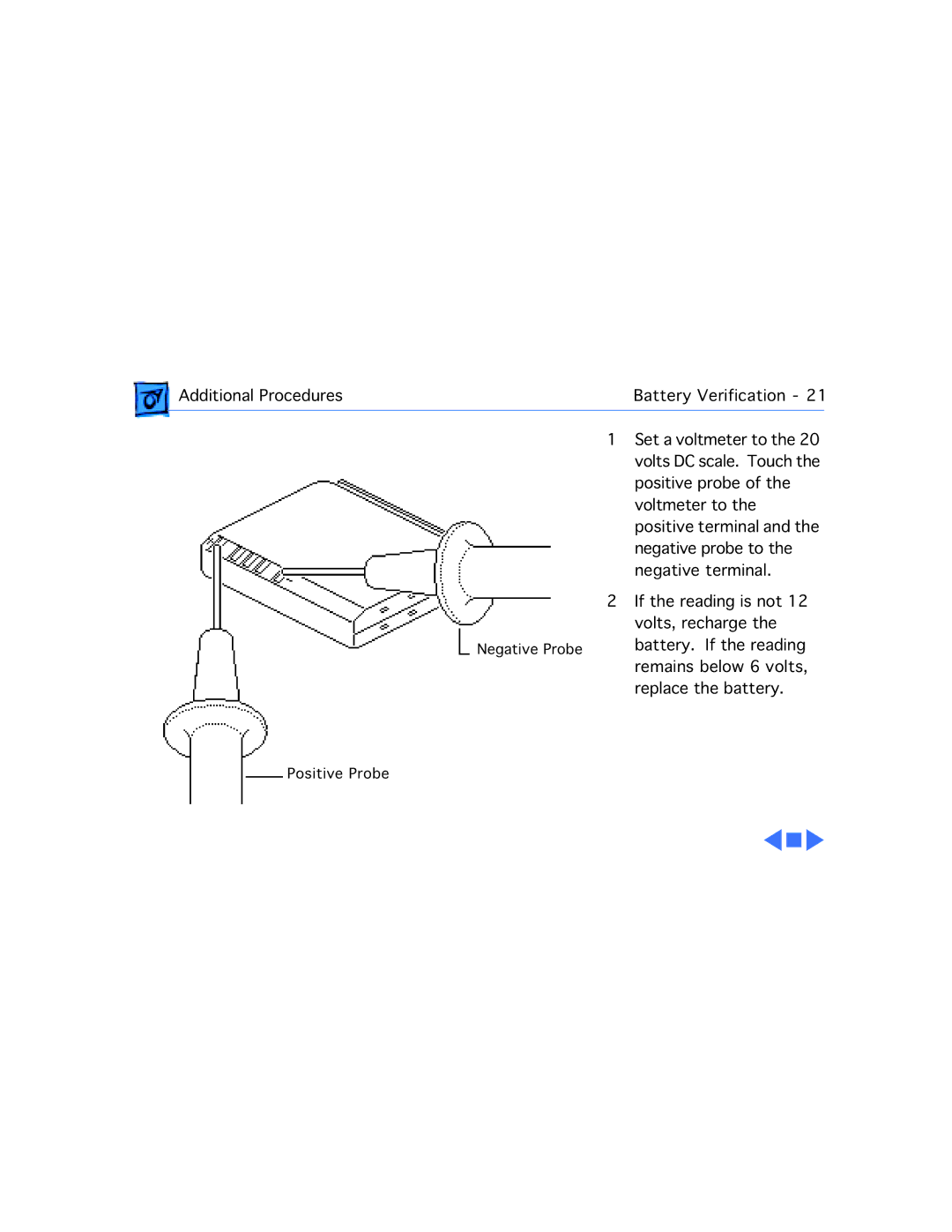 Apple 210 manual Battery. If the reading 