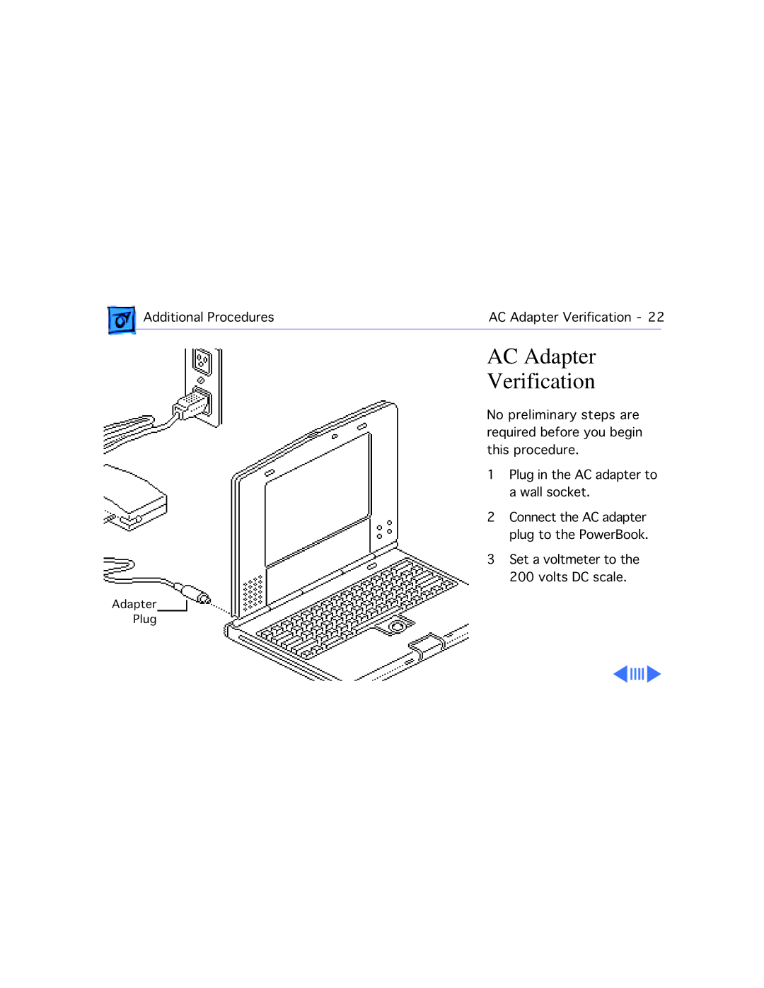 Apple 210 manual AC Adapter Verification 