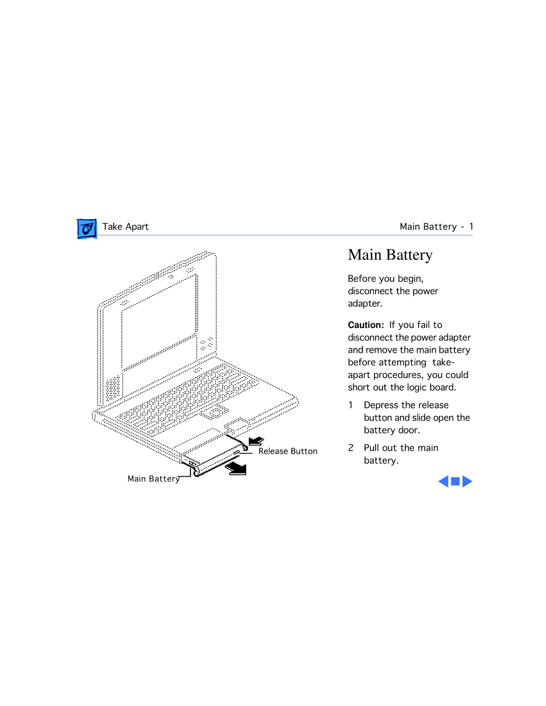 Apple 210 manual Main Battery 