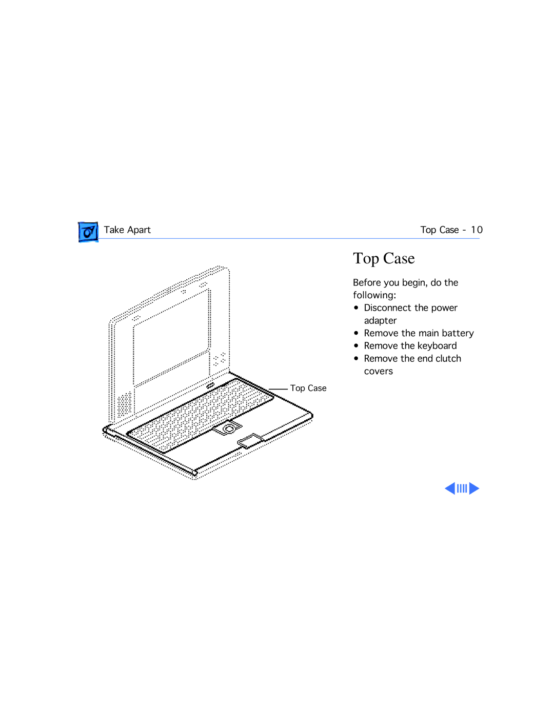 Apple 210 manual Top Case 