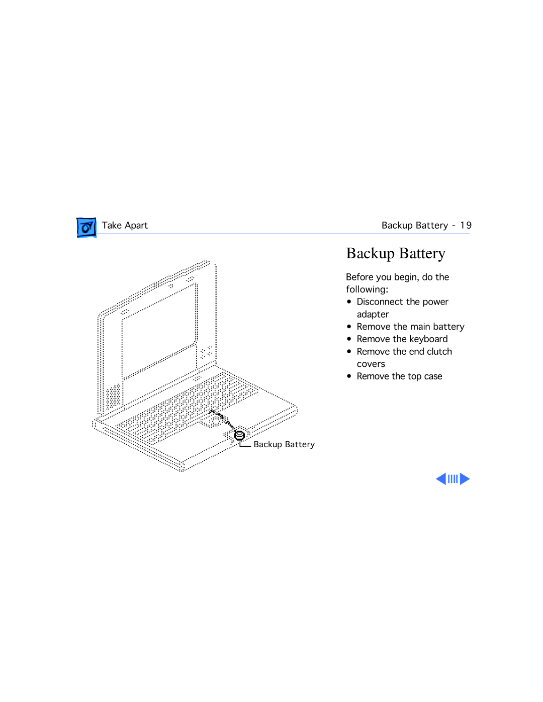 Apple 210 manual Backup Battery 