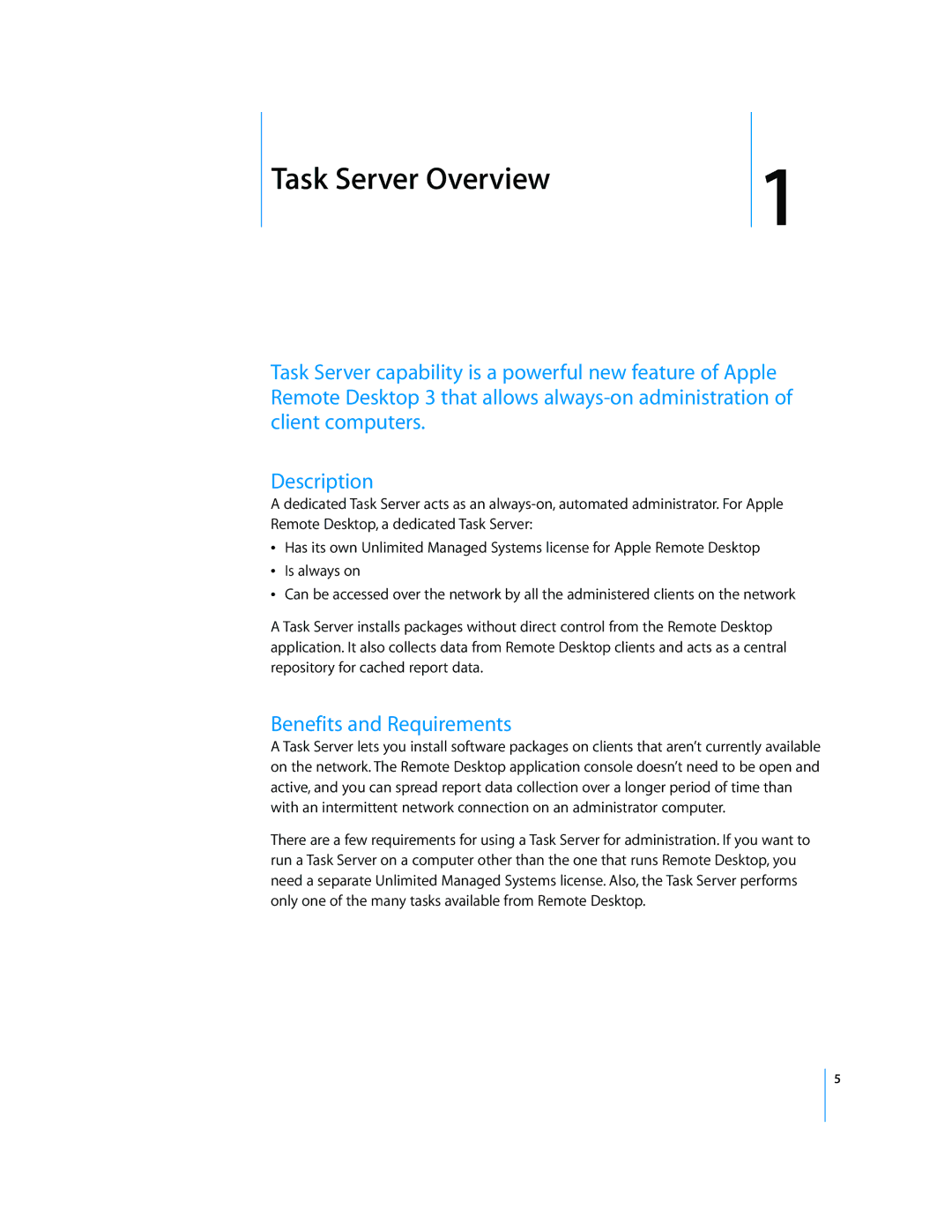 Apple 216 manual Task Server Overview, Benefits and Requirements 