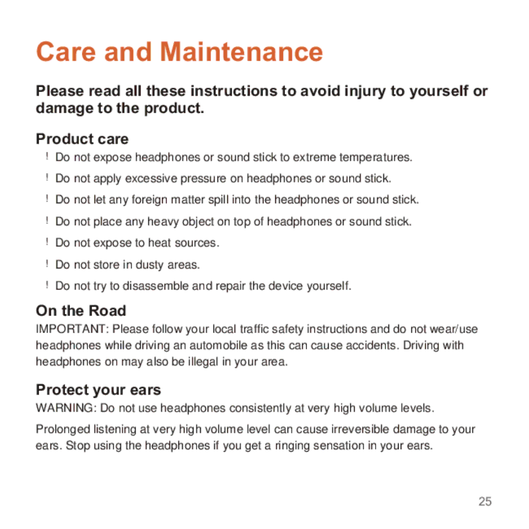 Apple 2210 manual Care and Maintenance, On the Road, Protect your ears 